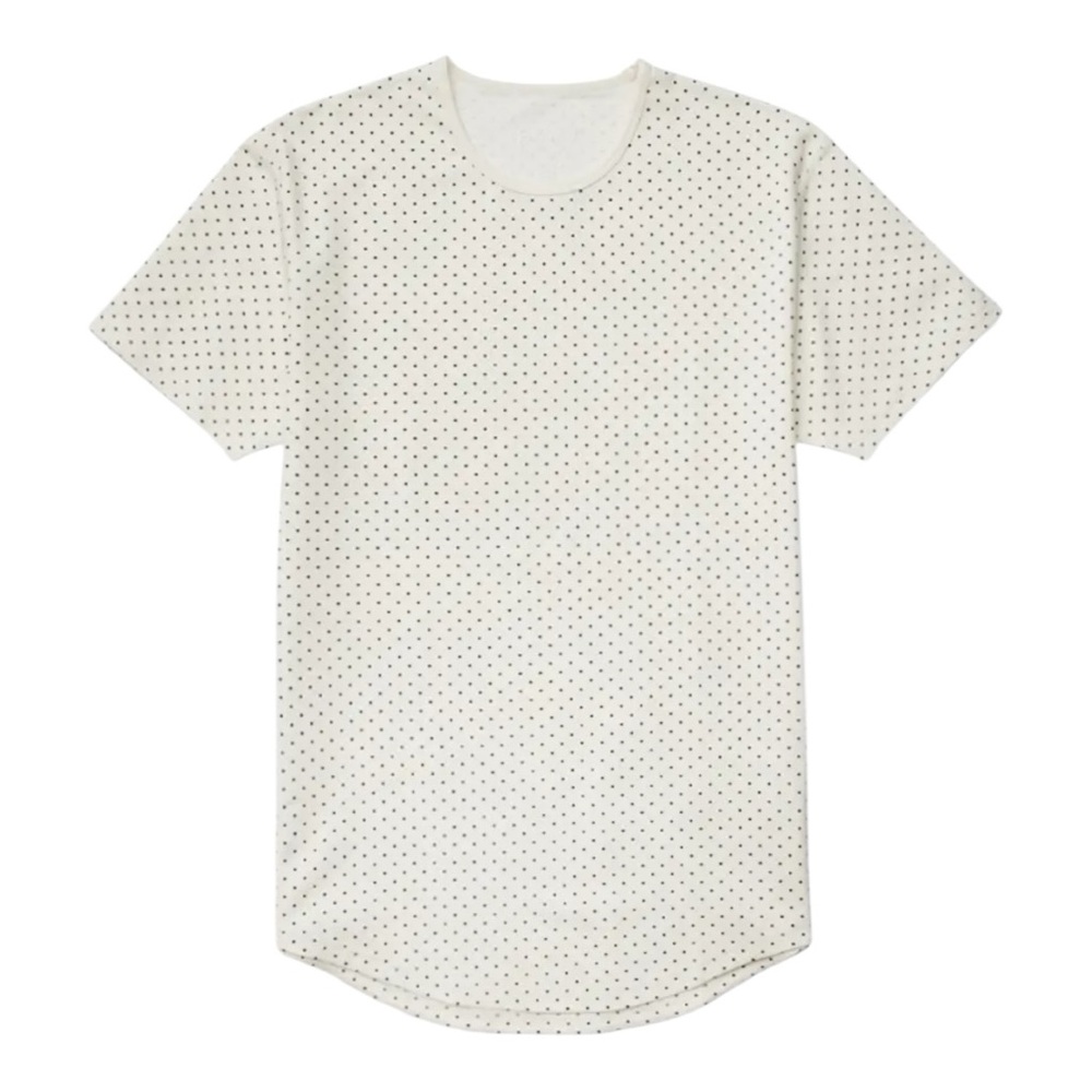 NWT BYLT Premium Basics Dotted Drop-Cut: LUX Navy-Bone Shirt Small
